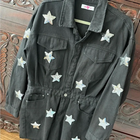 Buddy Love Black Star-Studded Jean Dress - Picture 8 of 9